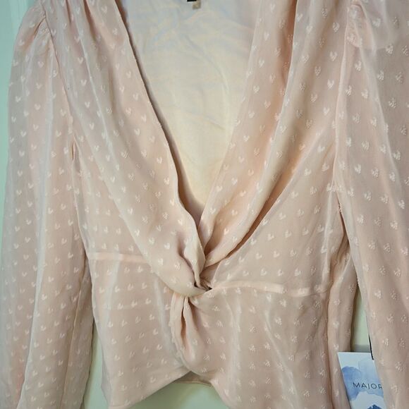 MAJORELLE - “Alejandra” Twist, Crop, Peplum Top in Blush - NWT Size S, Pink - Picture 7 of 17